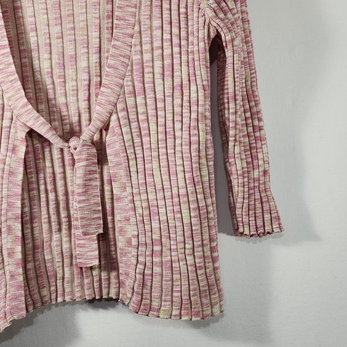 JH Collectibles Silk Blend Cardigan Sweater Set Sz L Pink Multi Color Front Tie - Picture 4 of 18