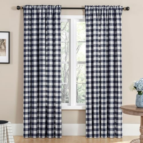 Buffalo Check Plaid Curtains for Living Room, Bedroom Farmhouse Gingham Style...