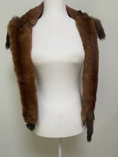 5  4-Pelt Whole Mink Fur Stole Wrap Scarf Heads Tails Feet Vintage