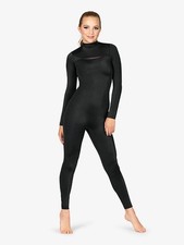 Discount Dance Womens Mock Neck Performance Unitard - BLACK - Adult Medium- NEW