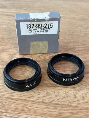Two Nikon Microscope A.L. 15 1.5x Auxiliary Objective Lens for SM SMZ Free P&H