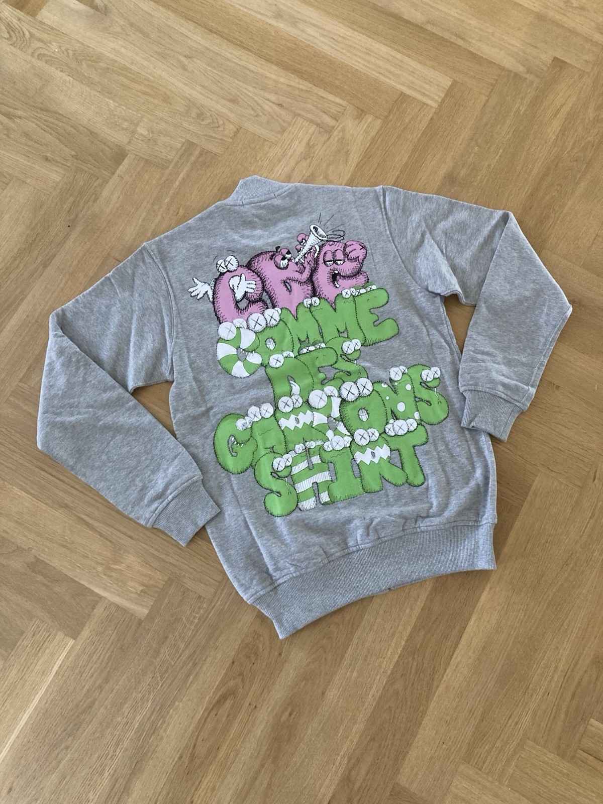 Comme Des Garcons KAWS Shirt Jacket CDG Gray Green Pink Zipper Men’s Size Small