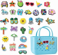 30PCS Charms for Bogg Bag, Hawaii Accessories Flowers Letters Glasses Beach Cute