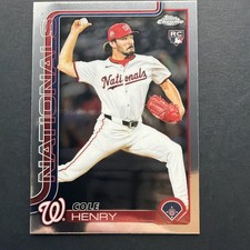 Cole Henry Rookie RC 2025 Topps Chrome Update Series Card #USC72 Nationals. rookie card picture