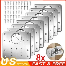 8x Hinge Repair Plate for Cabinet Door, Stainless Steel Hinge Repair Bracket Kit