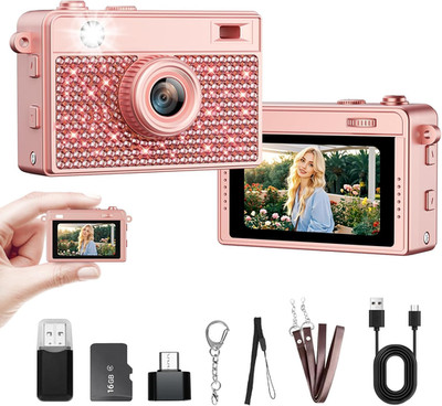 Mini Camera - 2K Mini Digital Camera with 16GB Card,Long Battery Life,Travel Vlo
