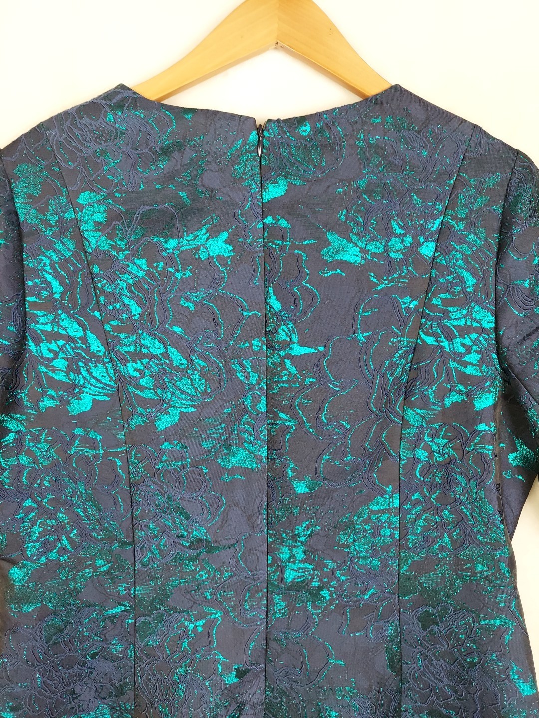 Teri Jon Cocktail Dress Womens 16 Metallic Floral Jacquard Christmas Holiday