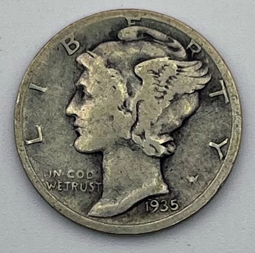 1935 D Mercury Dime 90% Silver Denver Mint VF Very Fine