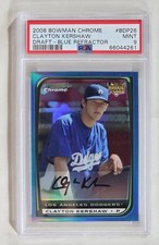 2008 Bowman Chrome Draft Blue Refractors #BDP26 Clayton Kershaw PSA 9 MINT #d/99