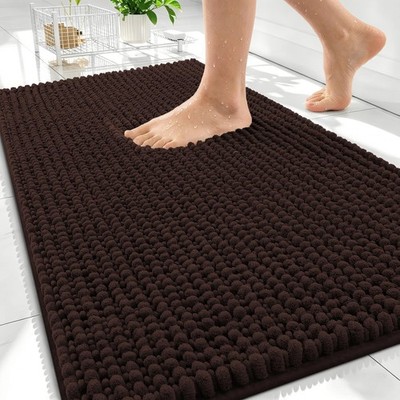 OLANLY Thick Bathroom Rugs 30x20, Extra Soft Absorbent 30'' X 20'', Brown