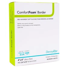 DermaRite Comfort Foam Border Self-Adherent Soft Silicone Foam Dressing with ...