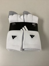  Adidas Youth Athletic Cushioned 6-Pack Crew Socks, L 5Y-7Y , 6pk - White