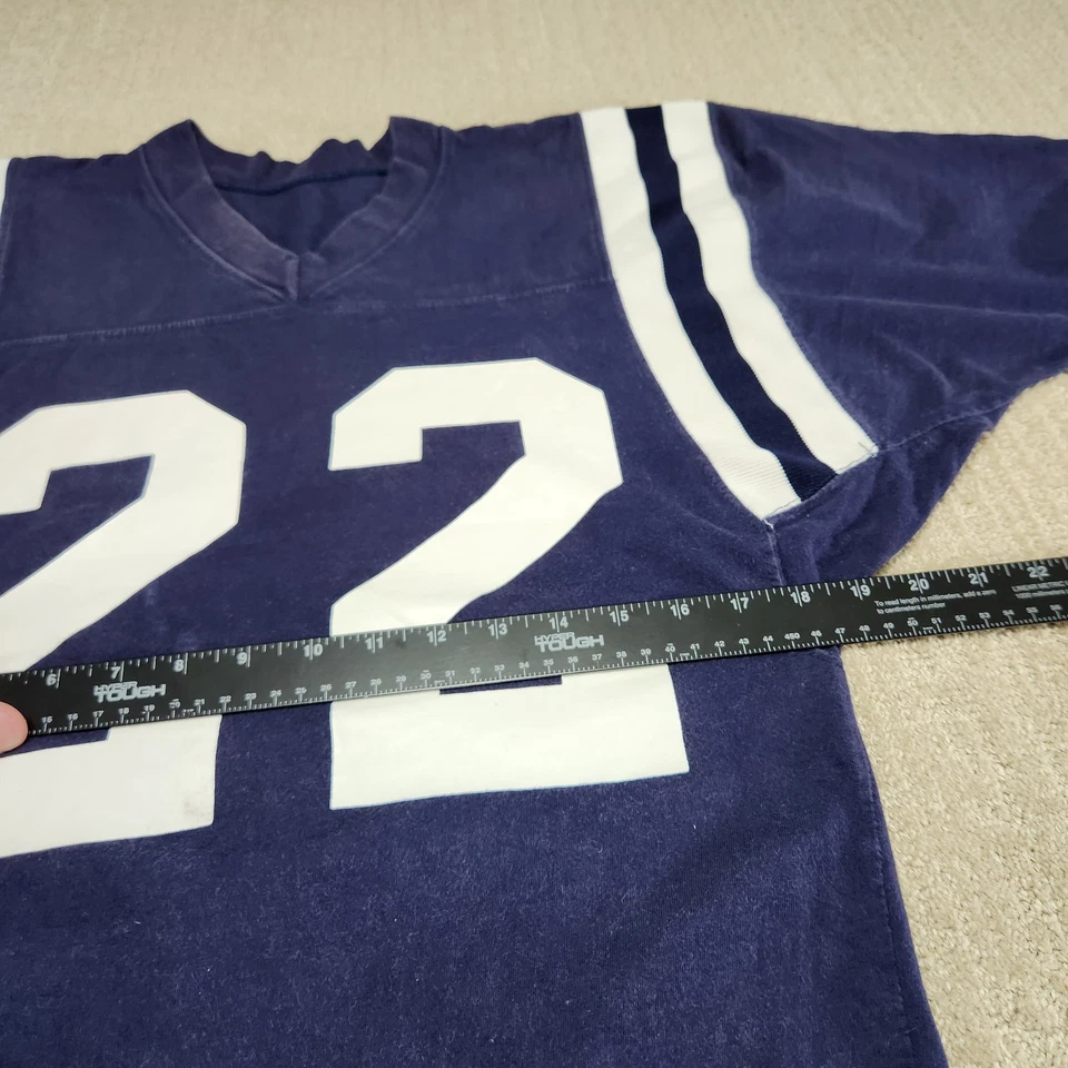 Camiseta atlética Russell masculina vintage 38 (pequena) #22 equipe emitida anos 90 feita nos EUA azul - Imagem 4 de 4