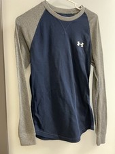 Men's Under Armour Blue/Gray Long Sleeve Waffle Knit Shirt - Size S