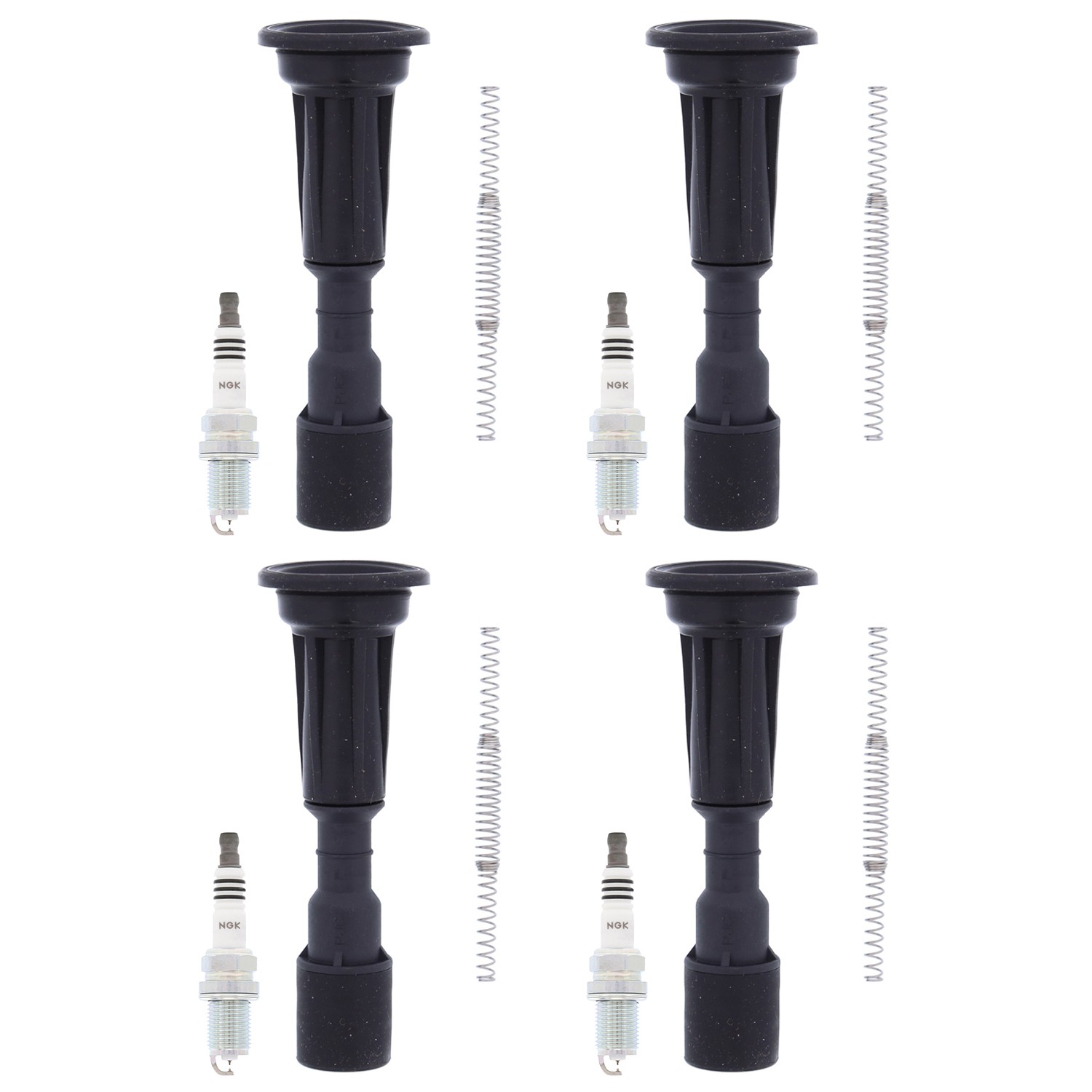 NGK 4 Ruthenium HX H. I. Spark Plugs  Denso Coil Boots Kit for Mazda 2 1.5L L4