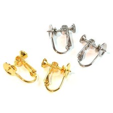Bead Jewelry Findings: Screw-Back Clip-On Earring Parts 8mm Gold/Silver