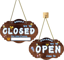 Insegna Vintage Aperta/Chiusa Fatta a Mano - Insegna Bifacciale in Legno Resiste