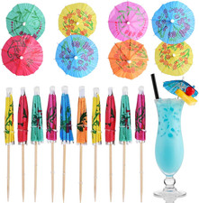 Cocktail Umbrella Picks, 24-Pack Drink Umbrella Toothpicks, Colorful Paper Cupca