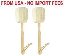 2-Pack Natural Loofah Exfoliating Bath Brush - Body luffa loofa Sponge On a Stic