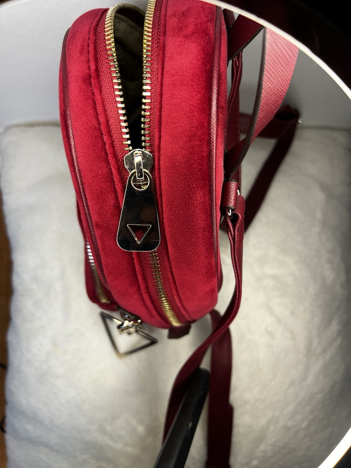 Velour backpack, Guess, mini backpack with chain … - image 7