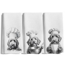 Funny Goldendoodle Dog Kitchen Towels Set of 3, Doodle Chef-set of 4
