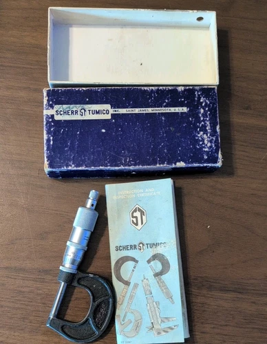 Vintage Scherr Tumico 0-1" Micrometer with Original Booklet In Box