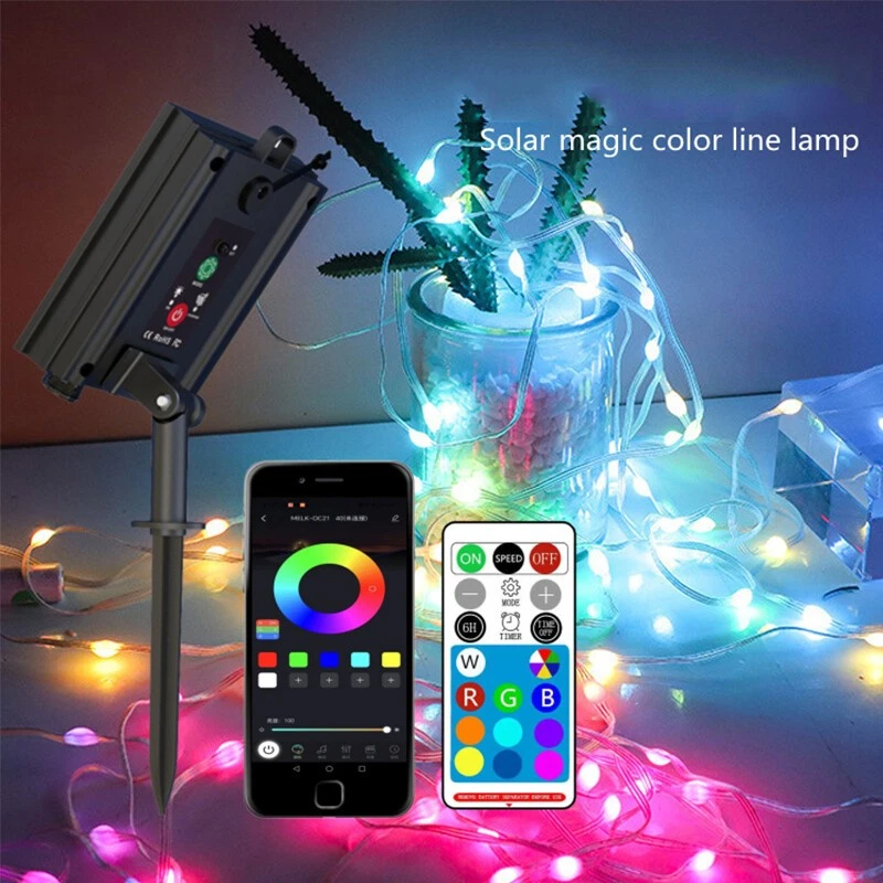 Outdoor Solar LED Strip Lights Music Sync Bluetooth RGB Room Light with Remote - Image 2 of 4