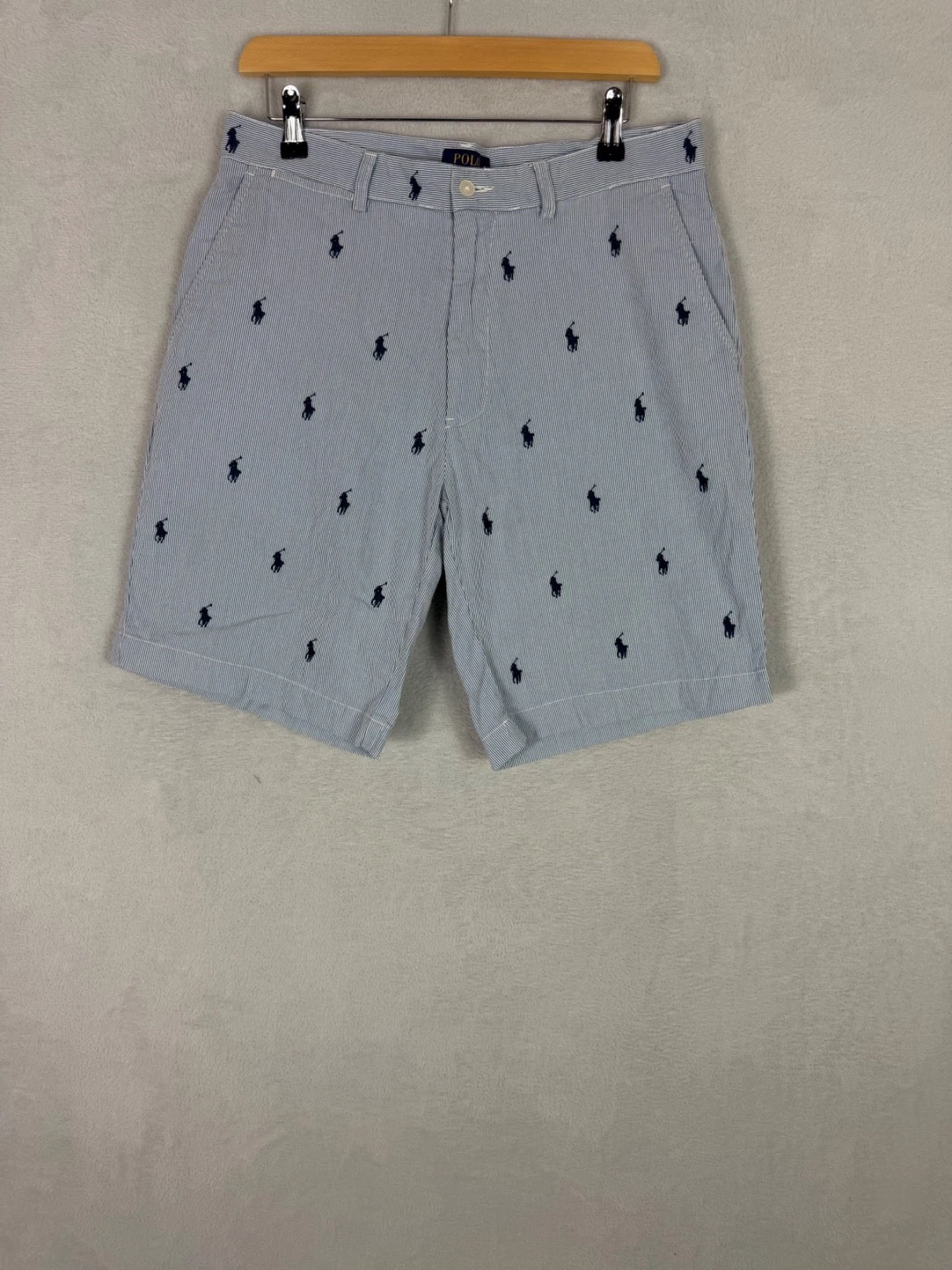 Polo Ralph Lauren, Men's Blue Embroidered Classic Dress Shorts, Size 32"