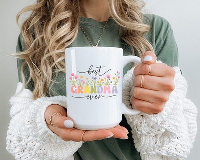 Colorful Best Grandma Ever Floral Mug Heartwarming Gift For Grandma Birthday
