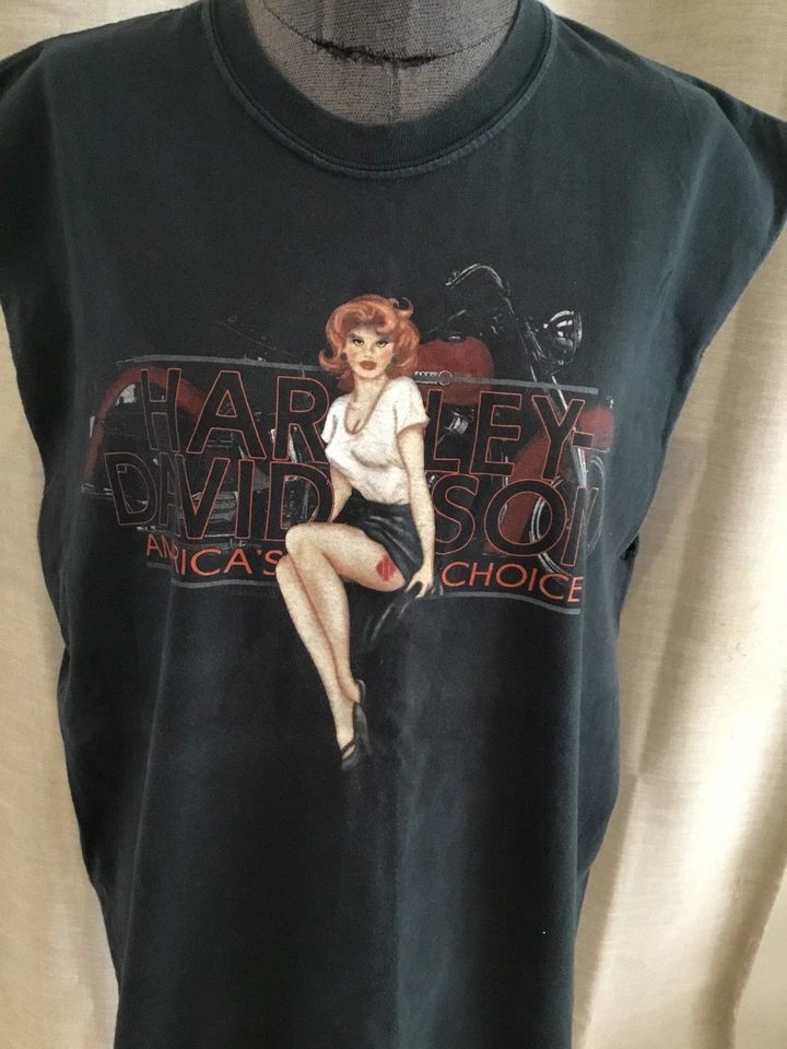 Très Beau Tee Shirt Coton Noir Harley Davidson L Tbe - Photo 2/4