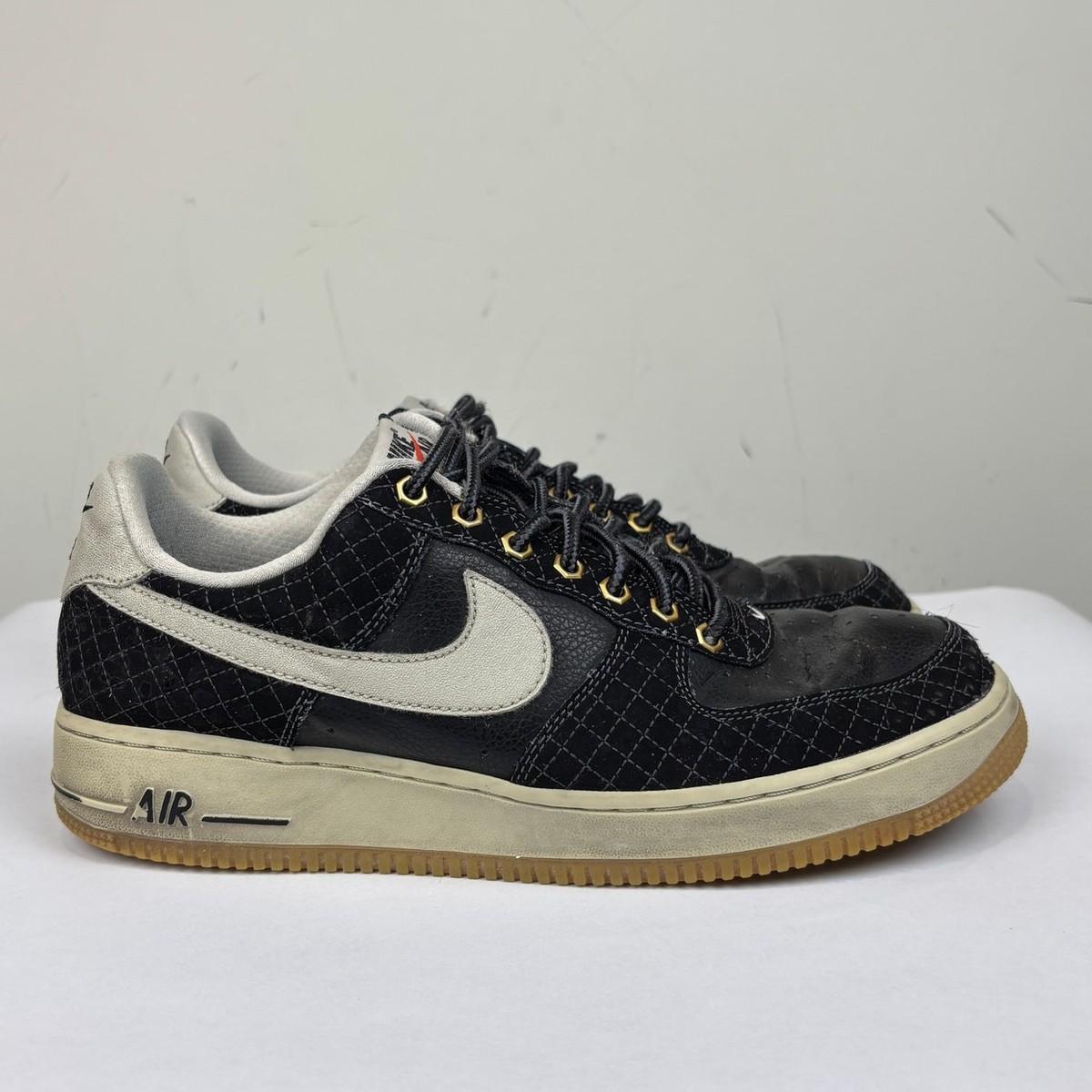 Nike Air Force 1 Black Checkered Sneakers Shoes Men display picture 3
