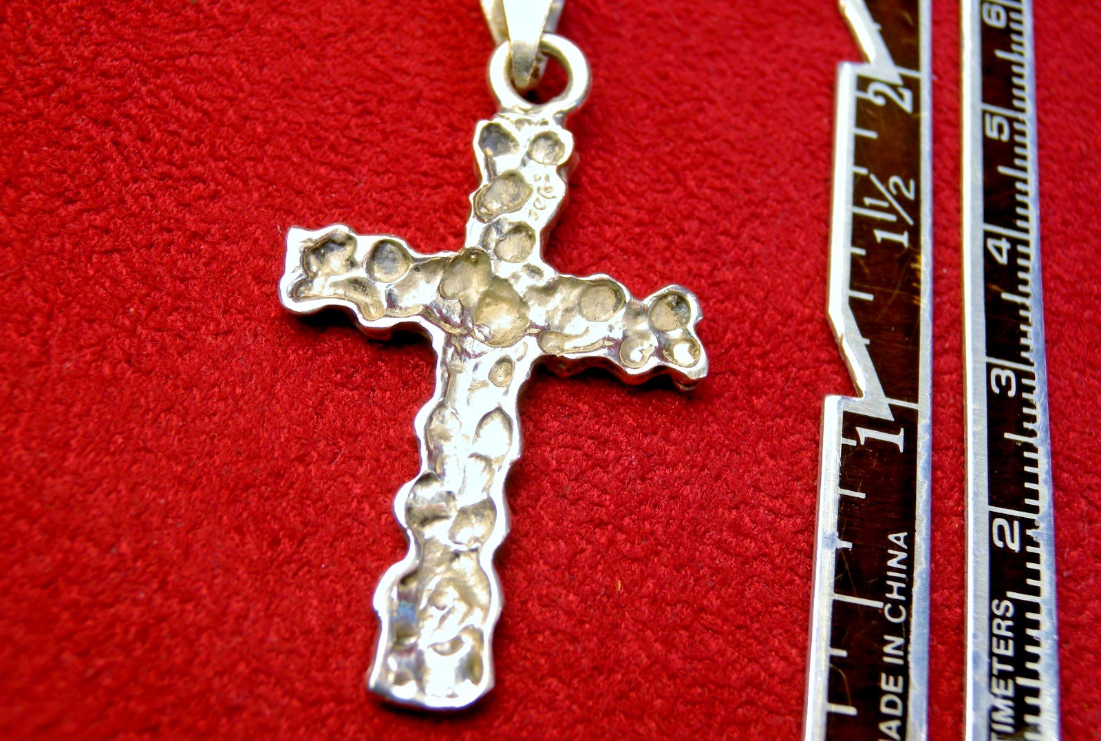 Bishop's Jerusalem  Holy Land Pilgrimage Sterling Ingot Nugget Cross Pendant