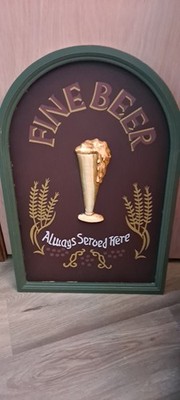 Fine Beer Always Served Here Arched Green Frame Decorative Sign Breweriana