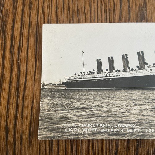 RPPC RMS Mauretania, Liverpool. With Statistics. - Picture 3 of 7