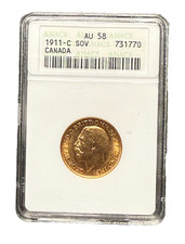 Canada 1911 C Gold 1 Sovereign ANACS AU58 George V
