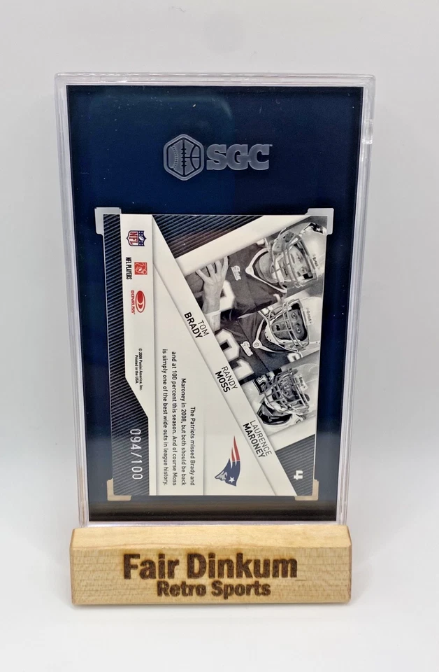 2009 Donruss Threads Century Proof Tom Brady Randy Moss Maroney #4 SGC 8 /100 - Image 2 of 2