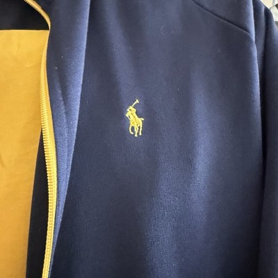 Vtg Ralph Lauren Polo Sport Navy Blue Yellow Tracksuit Jacket