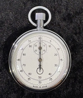 Vintage sowjetische Stoppuhr Agat Uhr Slatousker Uhrenfabrik MADE USSR 30min