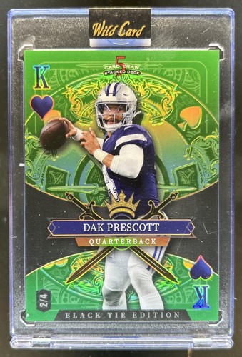 2026 Wild Card 5 Draw Deck Black Tie Edition Dak Prescott King Hearts Green #2/4