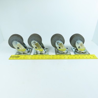 Albion 16XS04201S Xtra-Soft 4x2 Swivel Casters W/ Top Plate 4-1/2'' x 4'' Lot Of 4