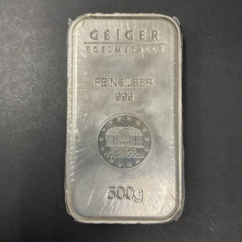 500 Gram G Geiger Silver Bar .999 Fine Silver Edelmetalle Germany
