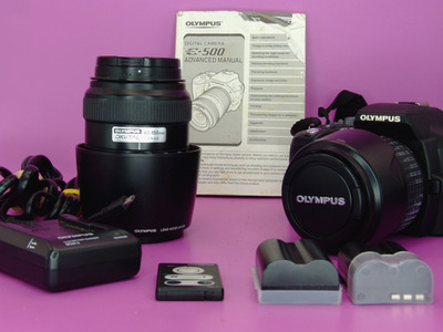 EXC+ Olympus E-500 Digital Camera Bundle 14-45 & 40-150mm Lens Batteries Charger