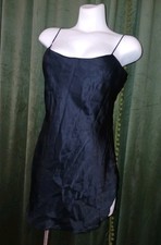 Vintage 90s Victorias Secret SILK Black Bias Cut Slip Dress Nighty Lingerie M