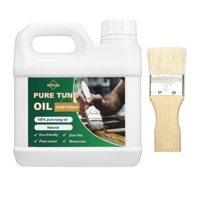 NetLea 34oz 100% Pure Tung Oil for Wood Finish,Food Safe 34OZ, tung oil