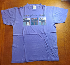 Vintage Yellowstone Moose Single Stitch T-Shirt L Made in USA Purple Faded 90's