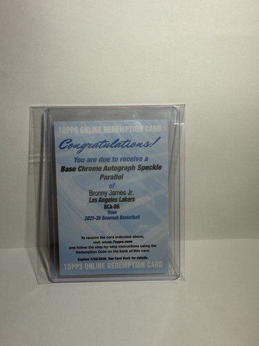 2025-26 Topps Bowman Bronny James Jr. Base Chrome Sparckle Redemption Autograph