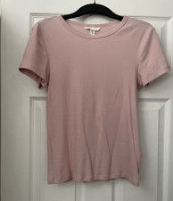 H&M Pink Round Neck Short Sleeve Ribbed Knit T-Shirt Women’s Regular Size M