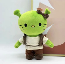 26CM Hello Kitty Artist Plush   Kawaii Green Shrek-Style Cute Soft Doll