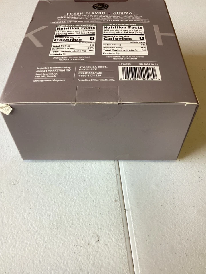 2 шт. Мельница для Соли и Перца Набор Высокая Стеклянная Мельница Упакованный подарочный набор Новый - Изображение 4 из 4