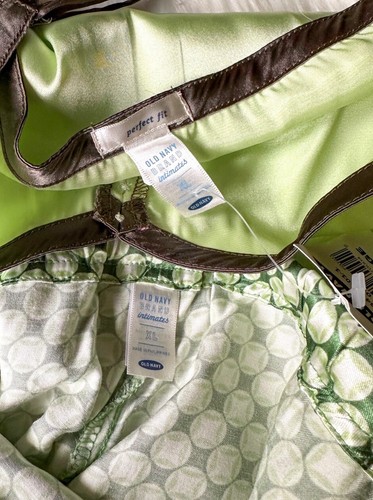 Old Navy Deadstock Vintage Women’s Pajama Top & Pants Silk Set Lime Green Y2K XL - Picture 3 of 6